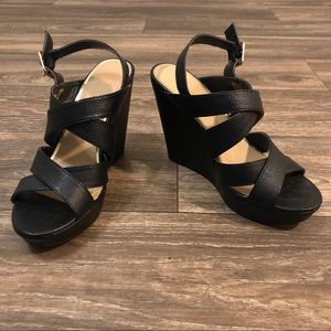Jessica Simpson Black Wedge Heel Sandals size 7.5